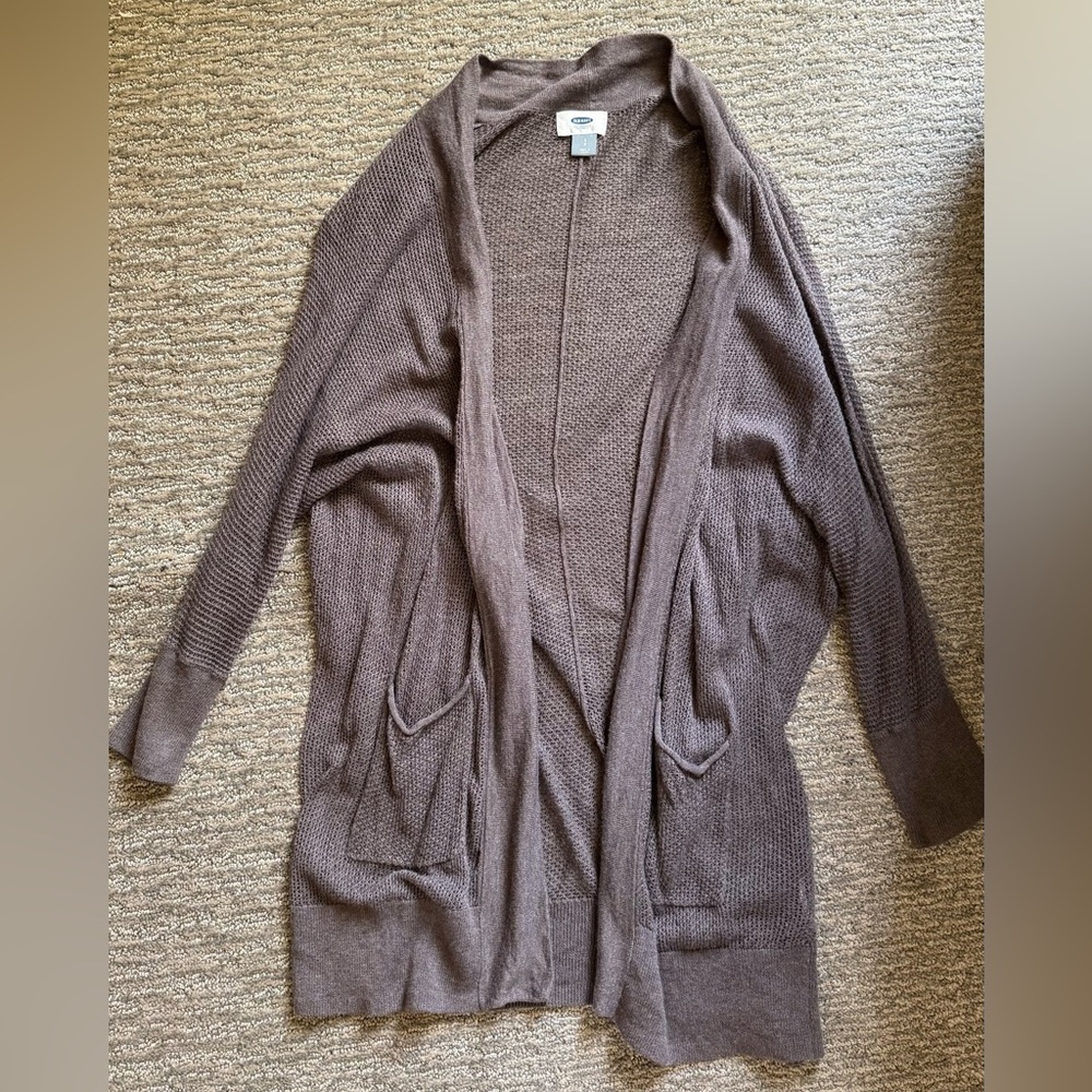 Old Navy Brown Cardigan Sweater with Ribbed Cuffs